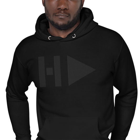 Hit Play Hoodie Black Logo